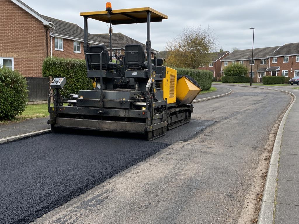 Machine laid asphalt to an estate road