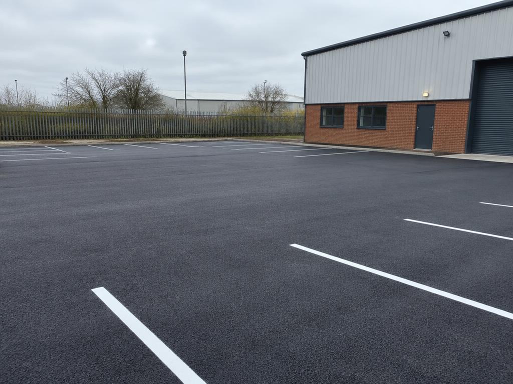 Commercial car park resurfacing with line markings